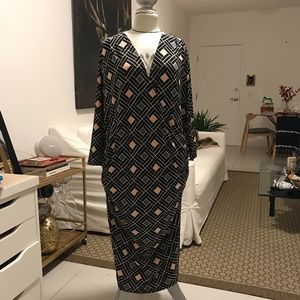 JENNIFER LOPEZ Faux Wrap Print Maxi Dress | 3X